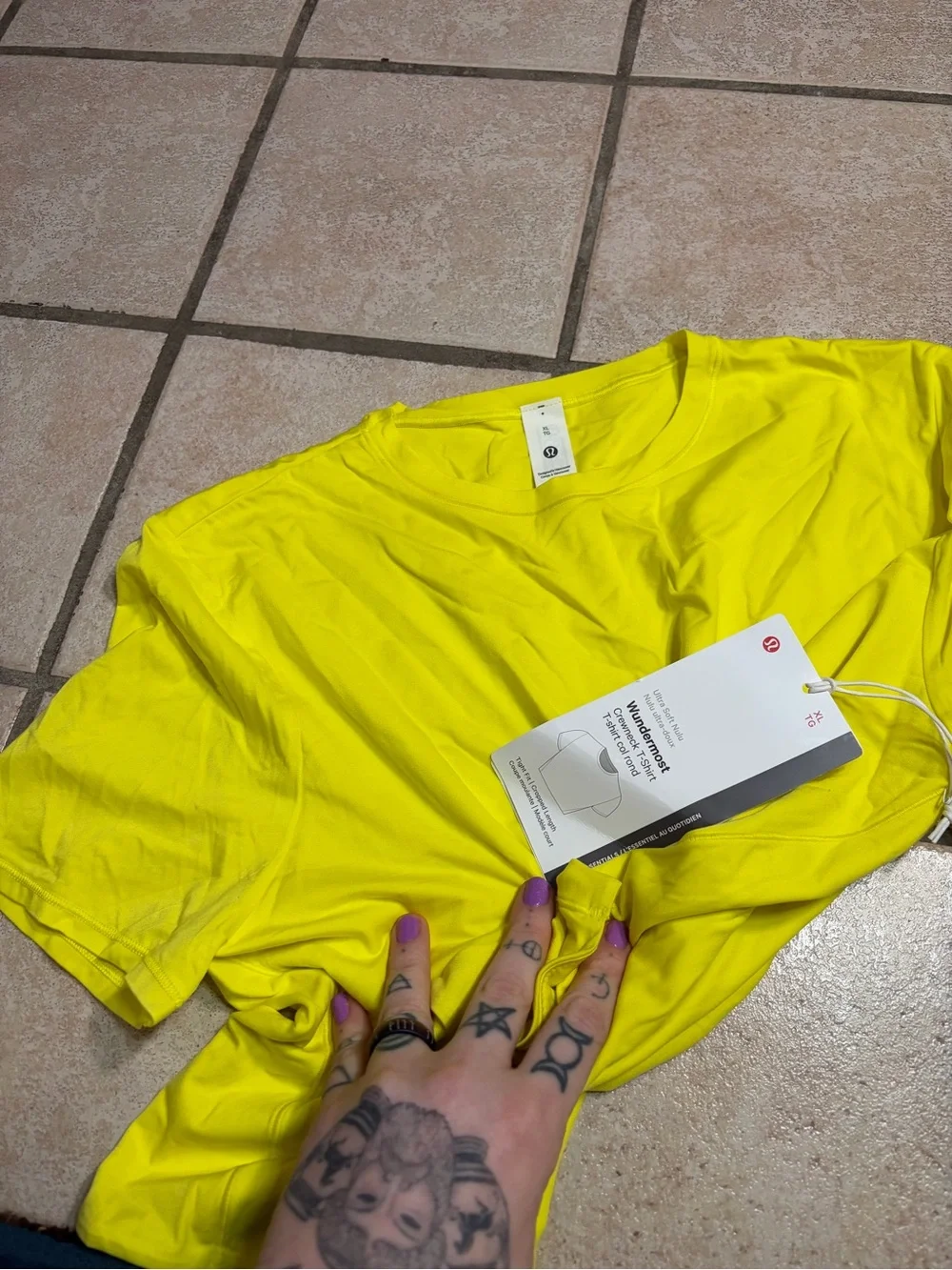 NWT Lululemon Wundermost Ultra-Soft Nulu Crewneck Cropped T-Shirt Daisy Glow XL